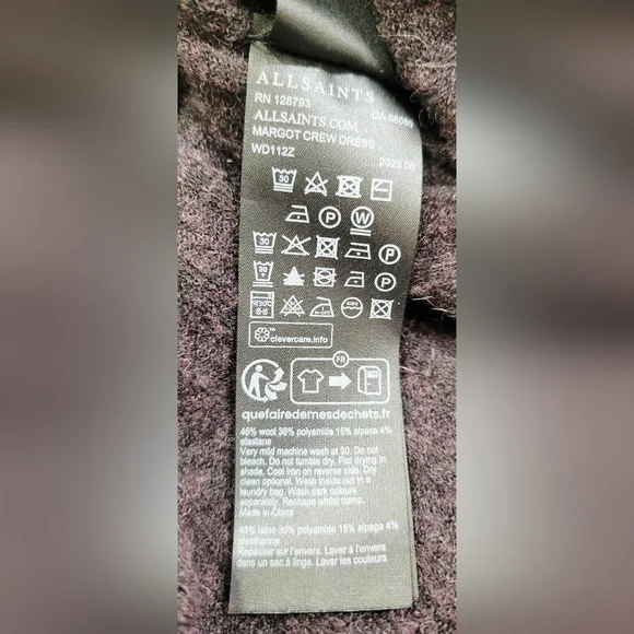 AllSaints Brown Wool Alpaca Blend Margo Knit Ribbed Midi Dress | Size Small - Picture 5 of 5